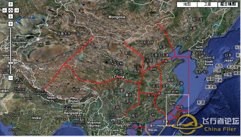 中国飞行情报区划分[谷歌地图]-4431 