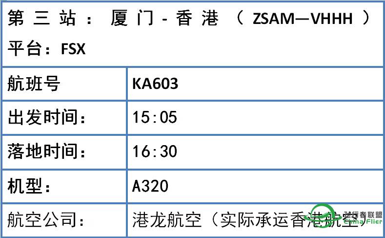 【CA2472新版环球系列】第三站：厦门-香港-4841 