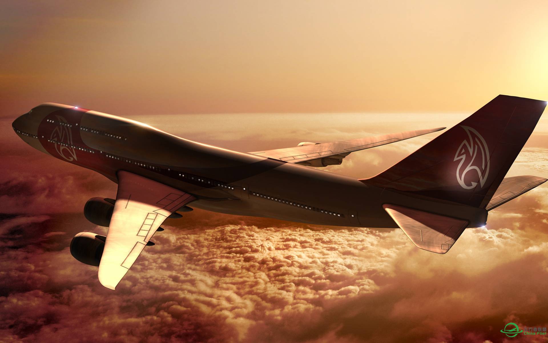 分享点我自己收藏的电脑桌面飞机大图 - B747 系列-8060 