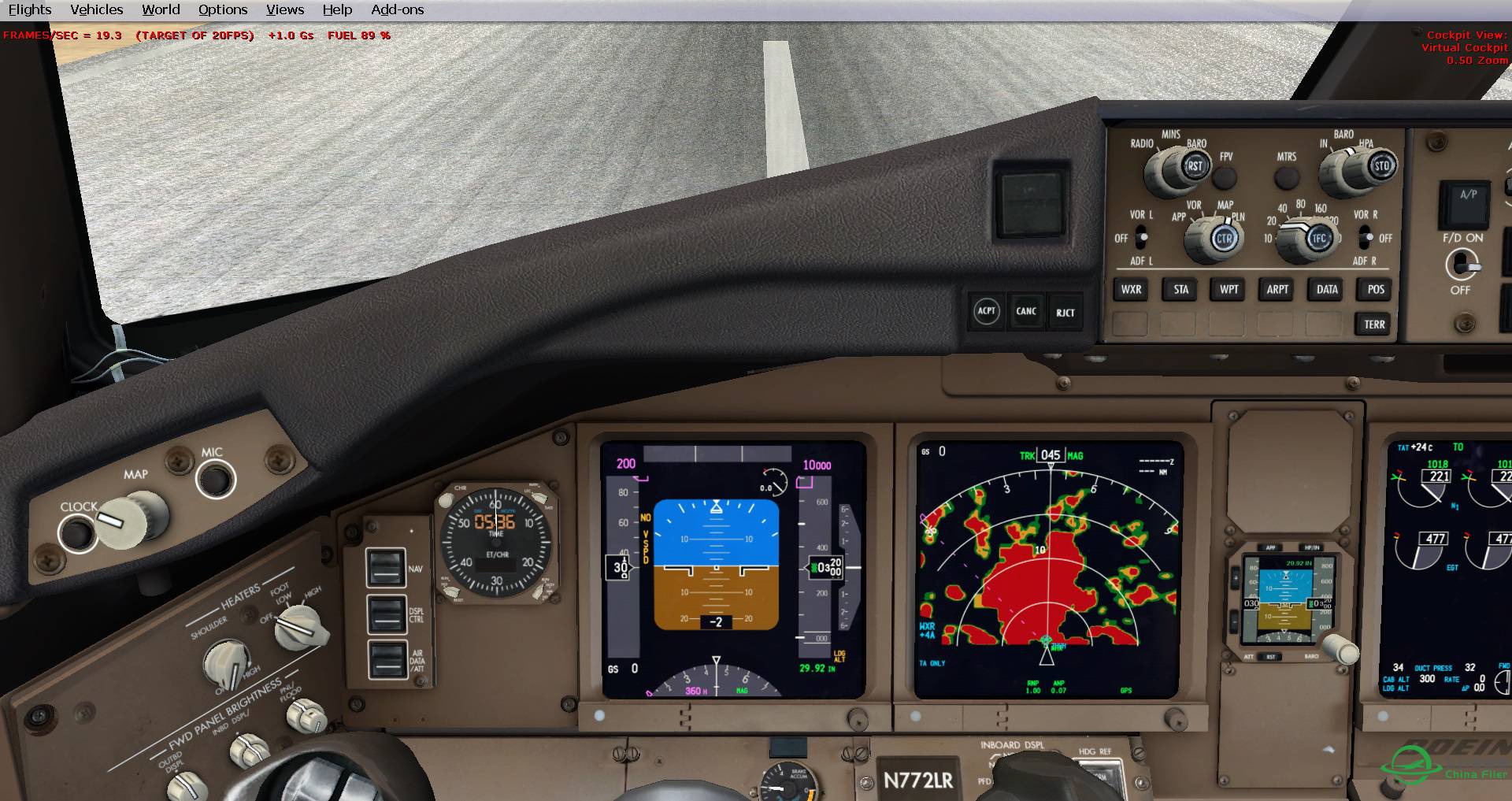 A320自带天气雷达和ASN-5755 