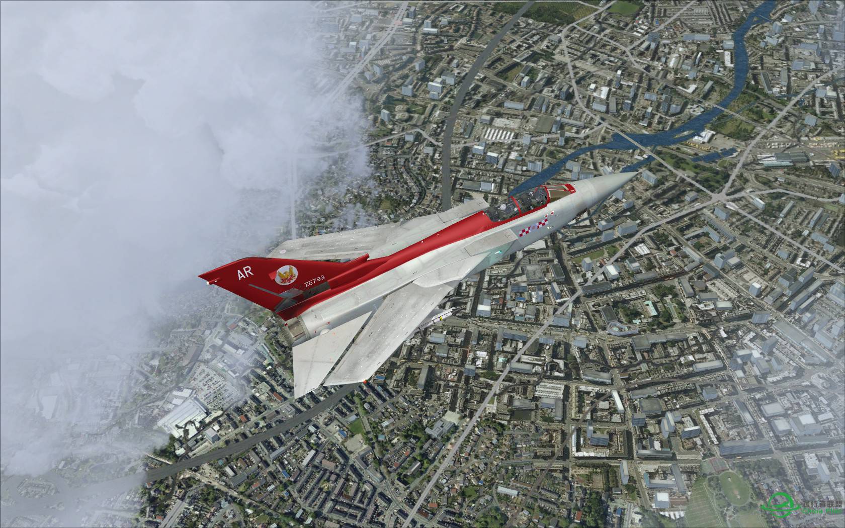 城市地景(Orbx Global)与低空卷云效果(REX)+Alphasim狂风战机-6263 