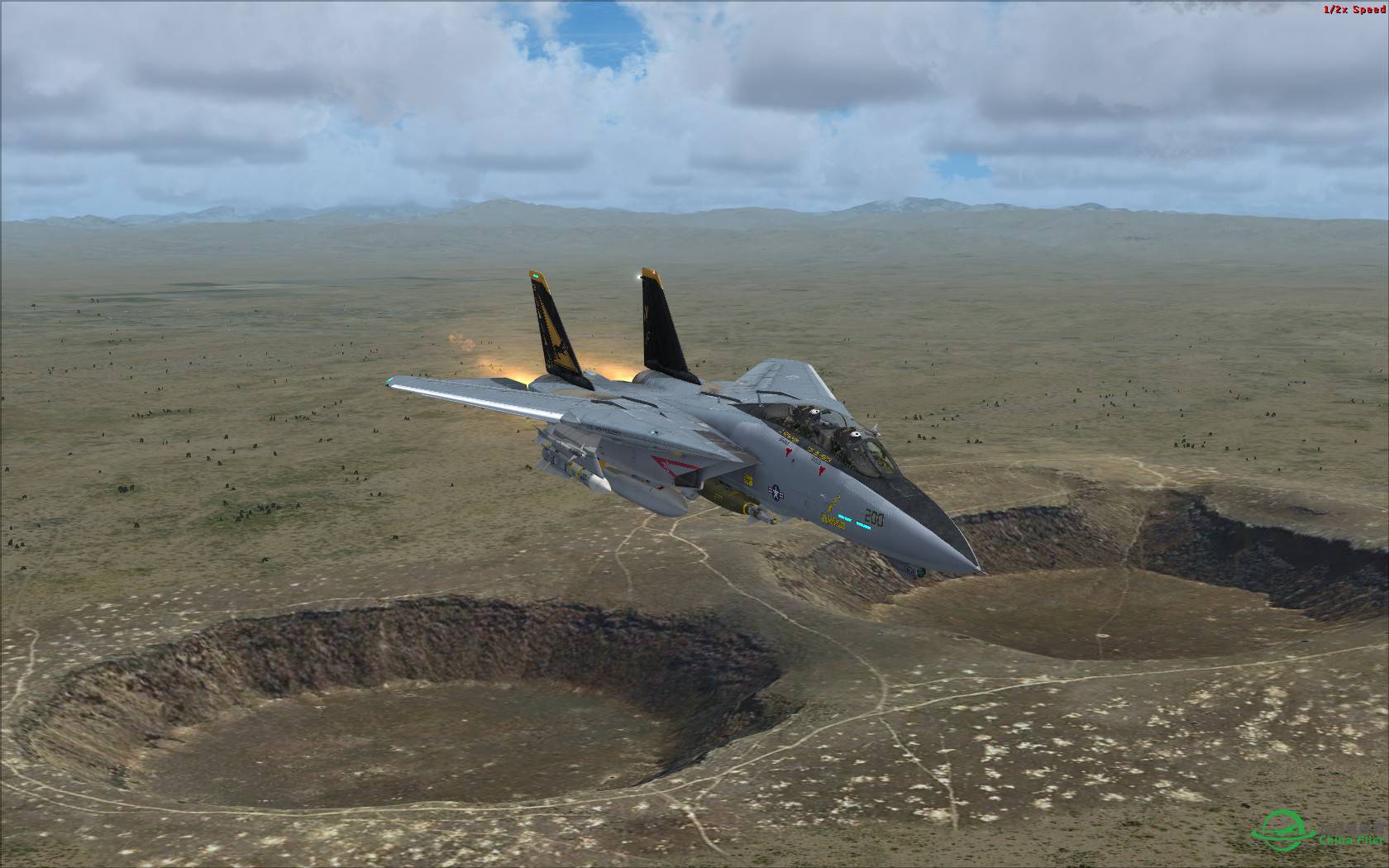 陨石坑上空的F-14-2042 