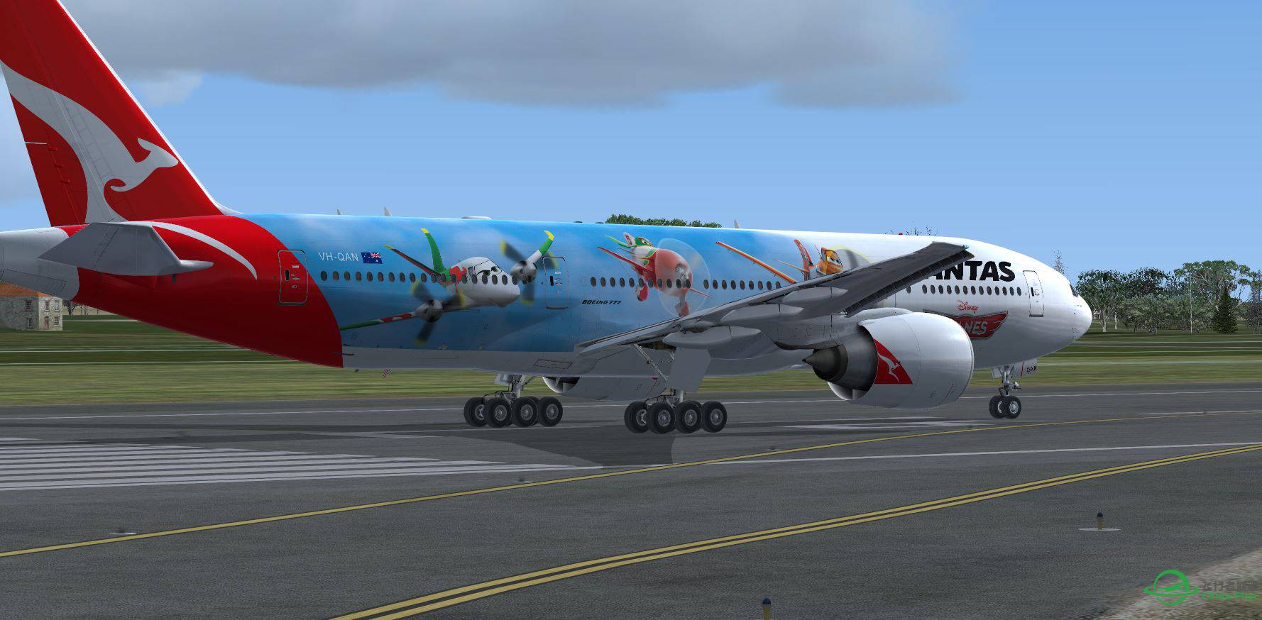 FSX B777 Qantas Disney @ LIRF-8839 