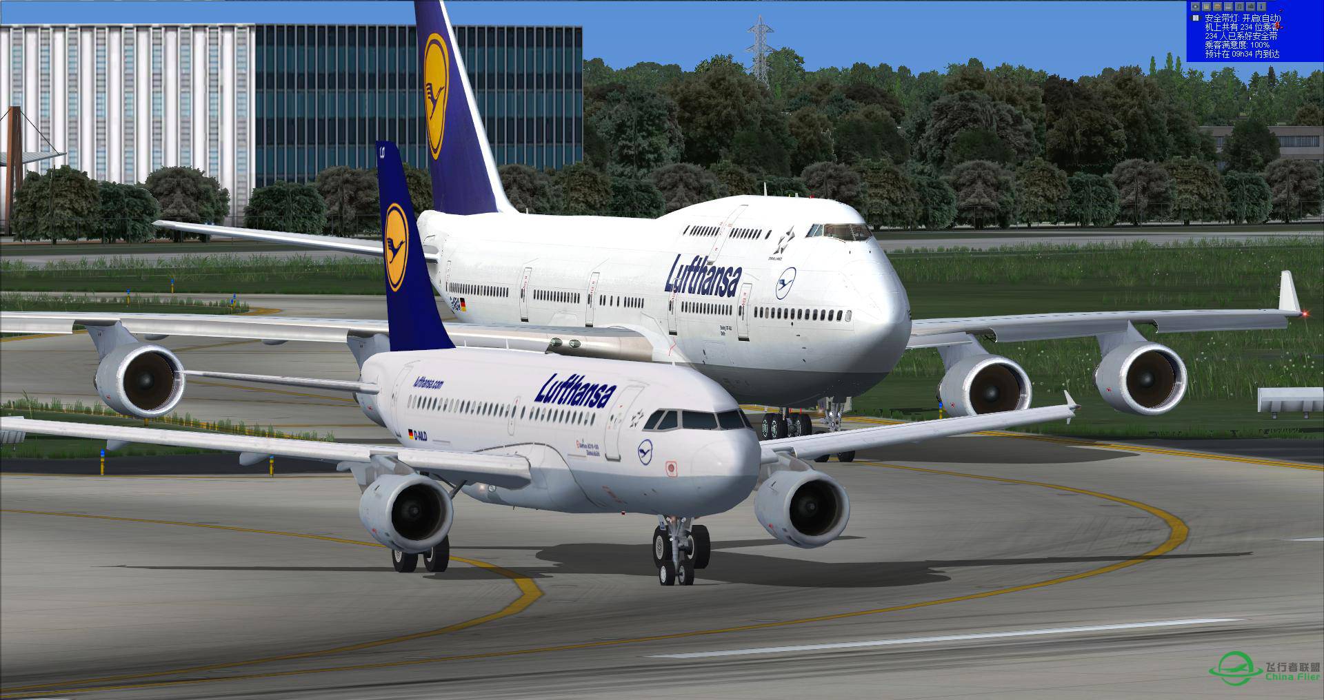 汉莎744飞行员之眼，带你感受夜 启德之夜 EDDM_VHHX-3157 