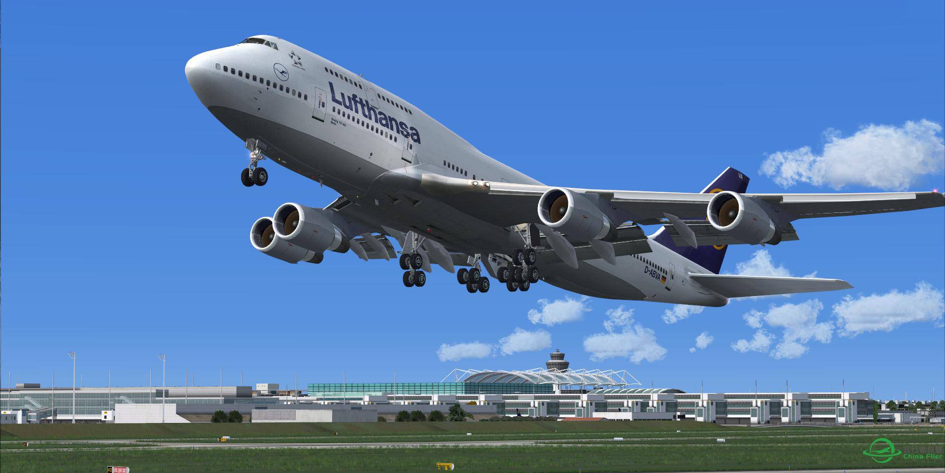 汉莎744飞行员之眼，带你感受夜 启德之夜 EDDM_VHHX-7334 