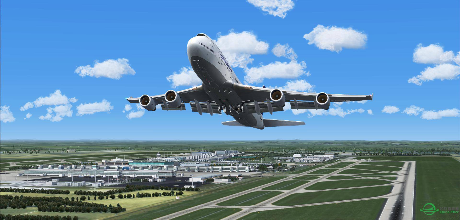 汉莎744飞行员之眼，带你感受夜 启德之夜 EDDM_VHHX-3776 