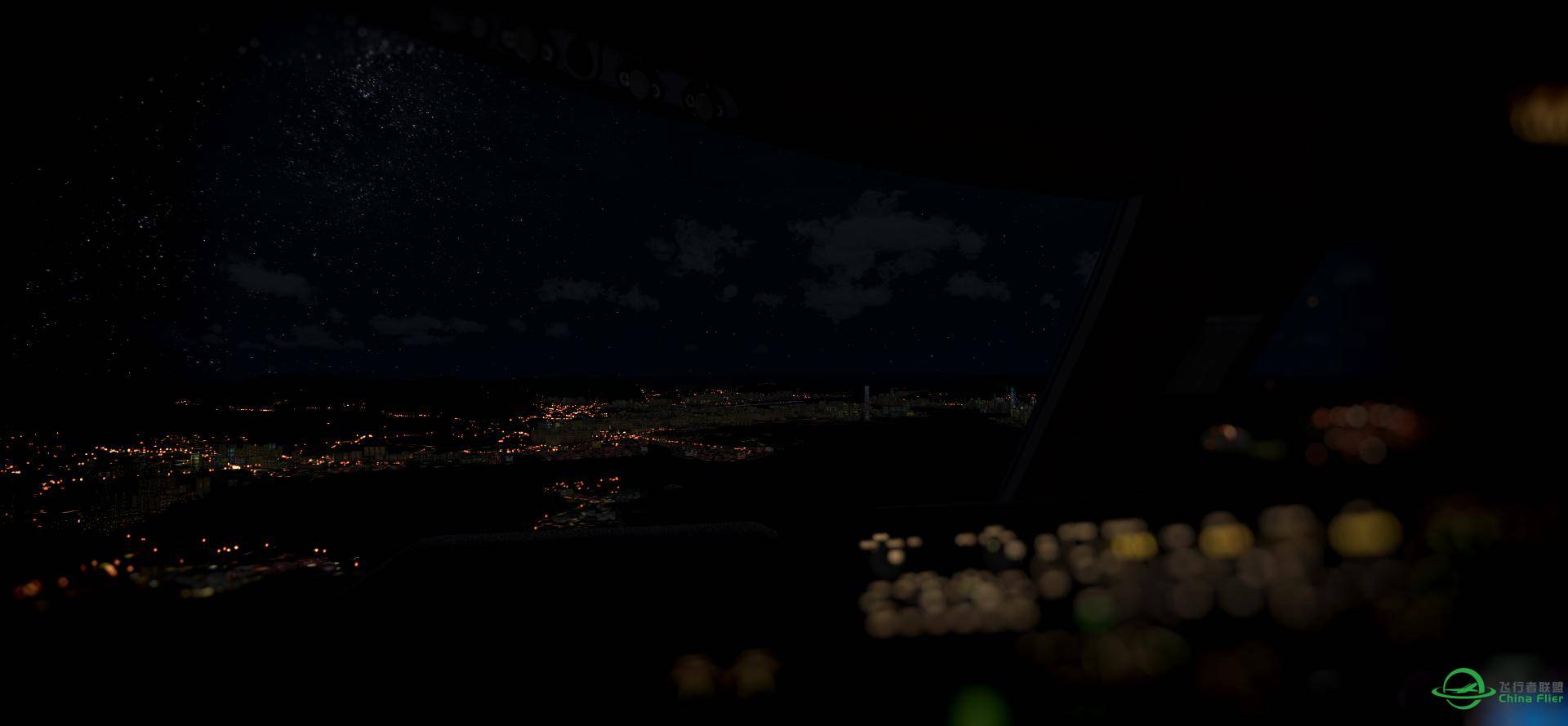 汉莎744飞行员之眼，带你感受夜 启德之夜 EDDM_VHHX-9347 