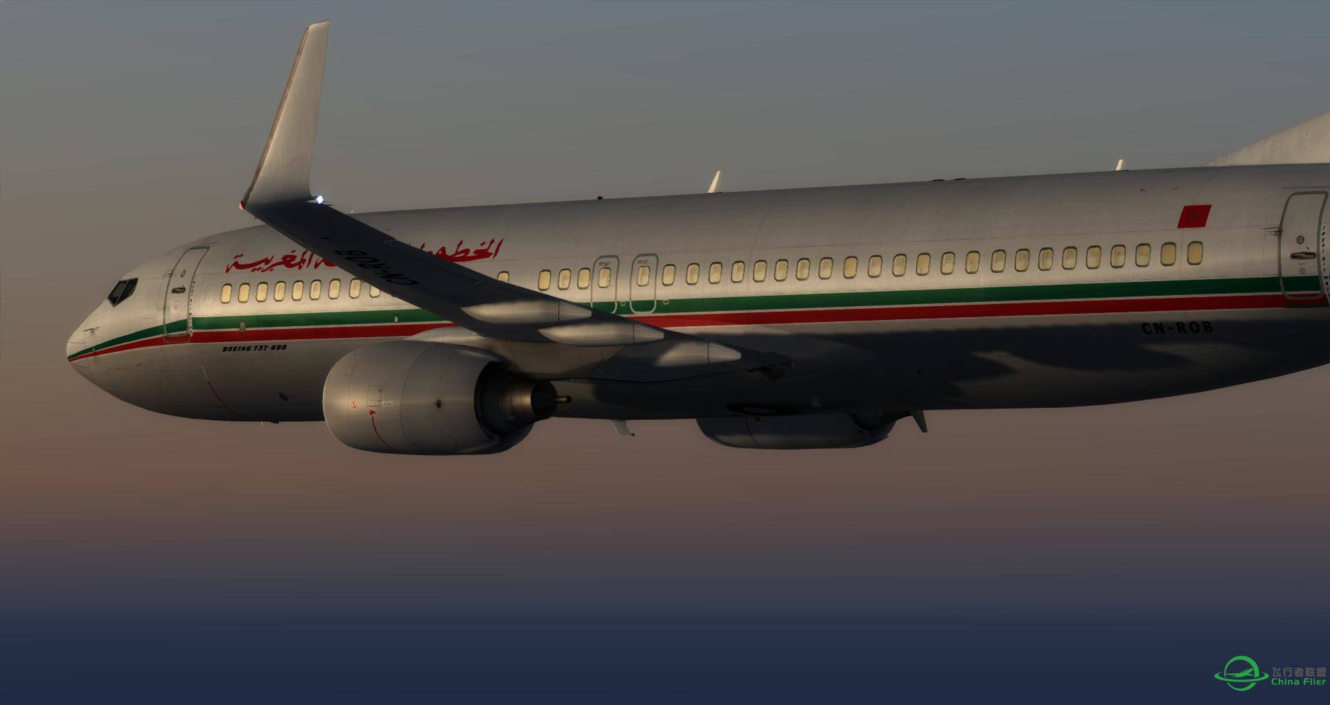 大漠落日黄金图，皇家摩洛哥航空落地达曼法赫德国王国...-9572 