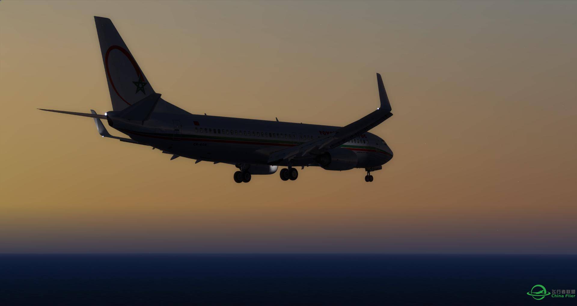 大漠落日黄金图，皇家摩洛哥航空落地达曼法赫德国王国...-8131 