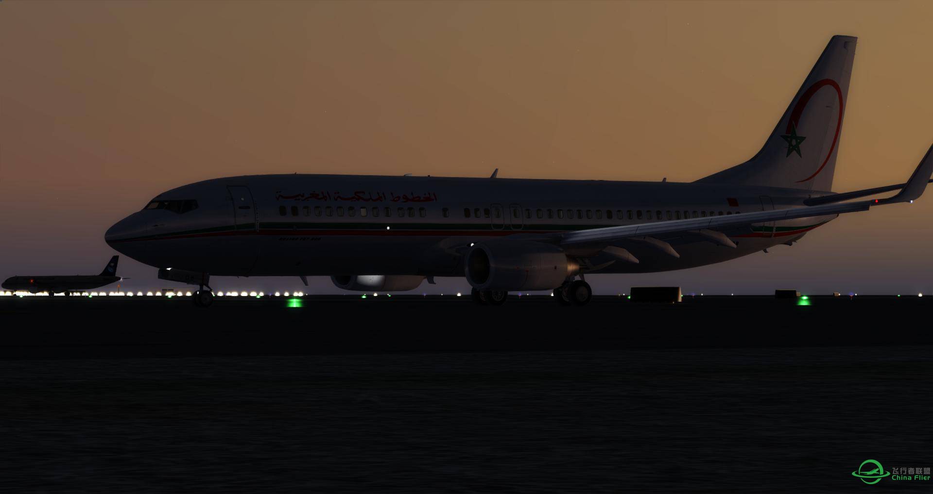 大漠落日黄金图，皇家摩洛哥航空落地达曼法赫德国王国...-3996 