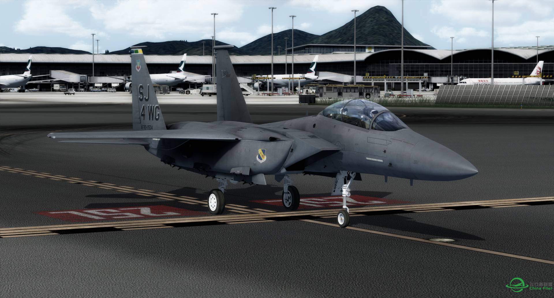 港湾上空的老鹰，F-15E香港启德试飞-4100 