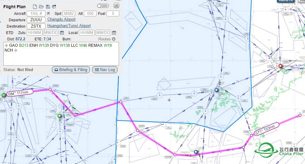 求黄山到成都的航线-695 