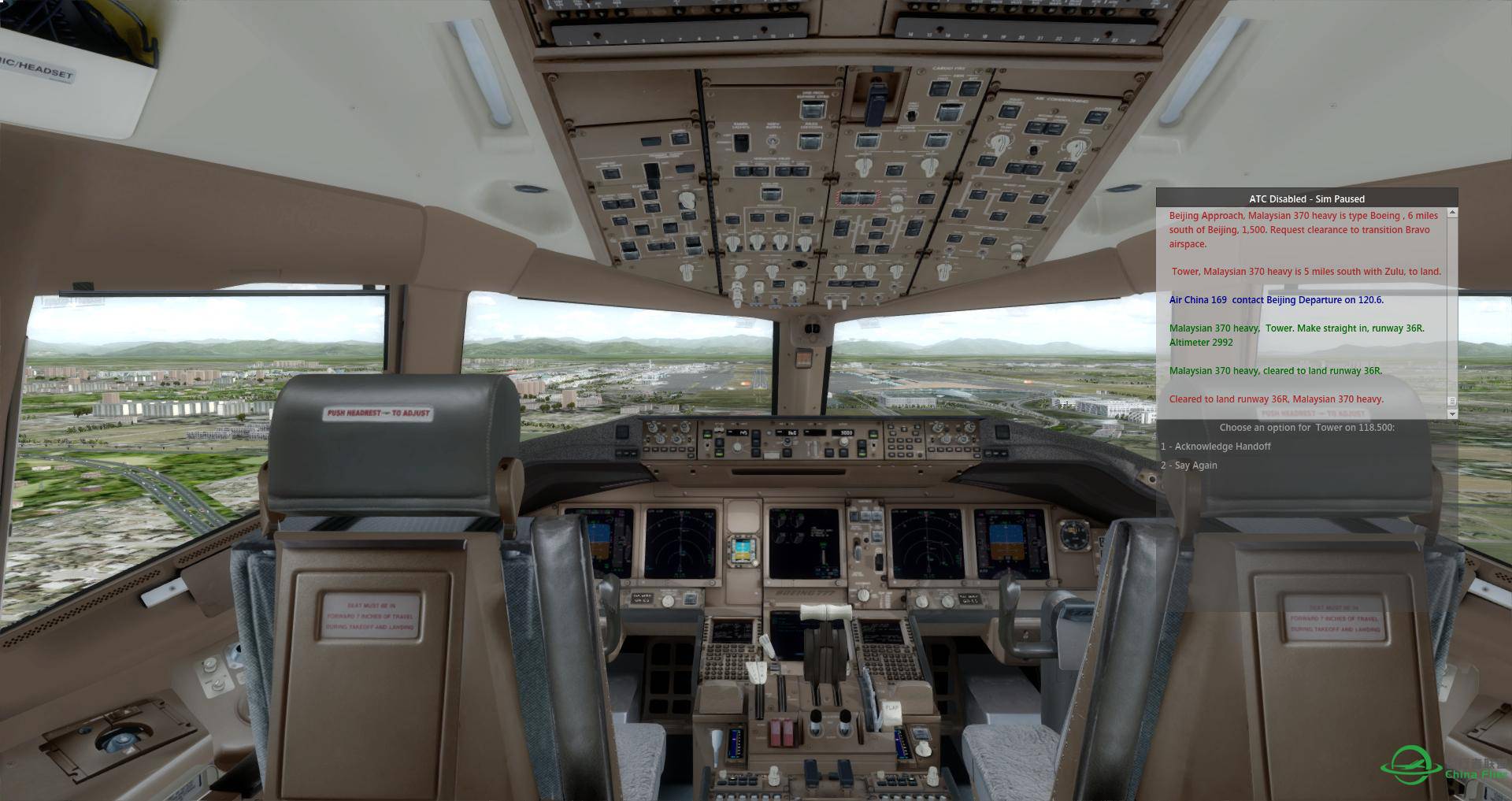 #马航MH370#  Cleared to land runway 36R, Malaysian 370 heavy.-4571 