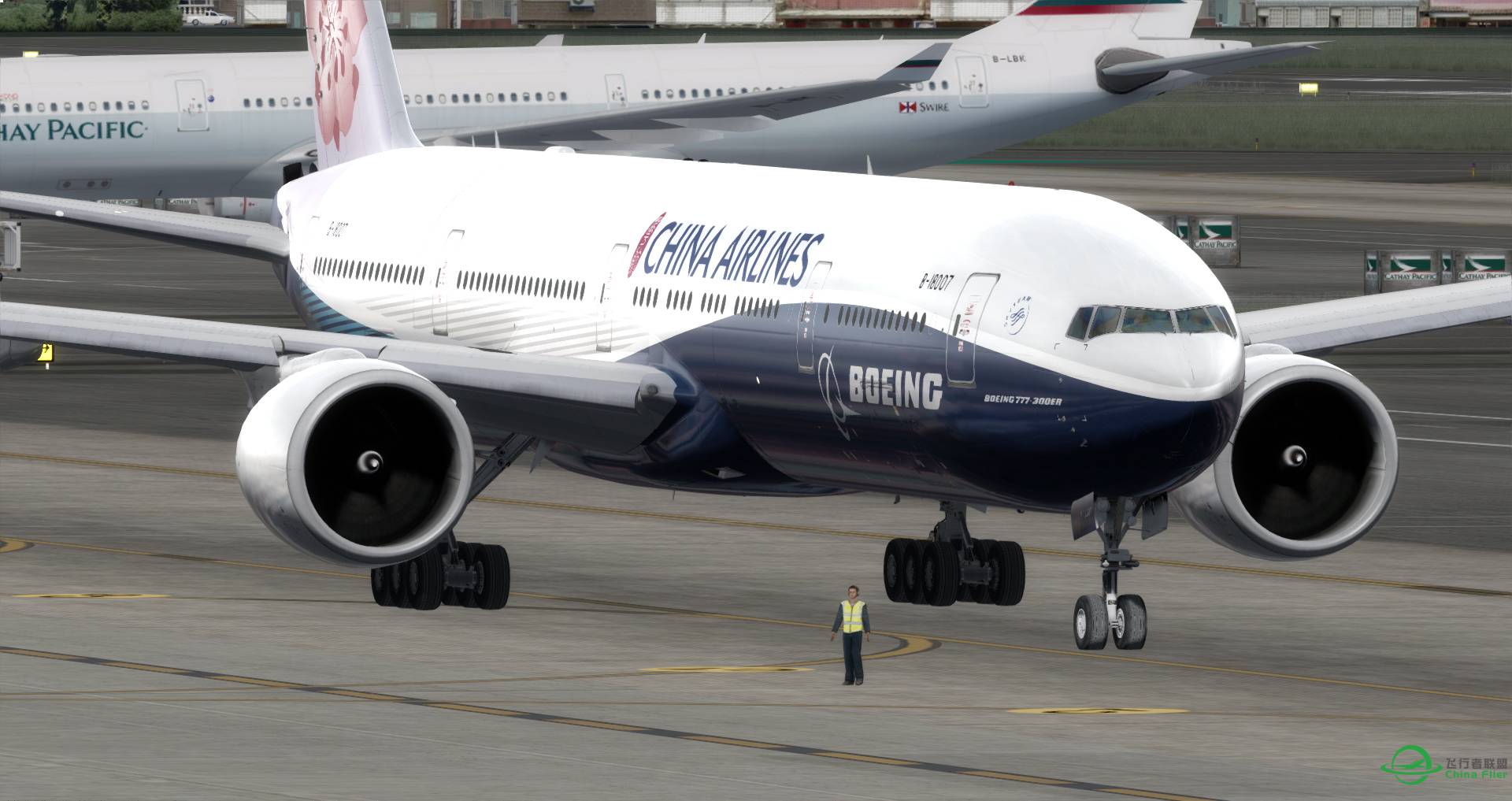 中华航空波音777 台北桃园机场直飞厦门高崎机场 P3D延时记...-1733 