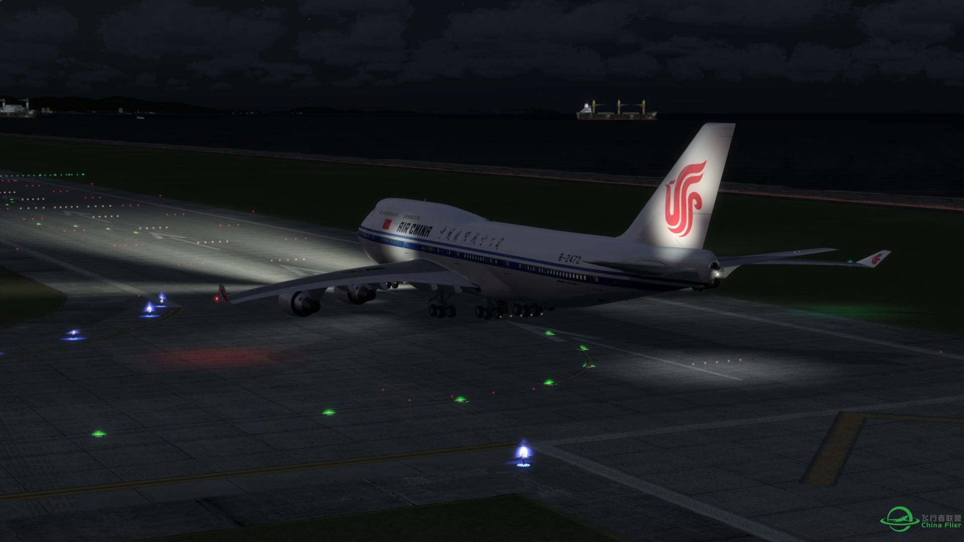 论坛下载的747-400和谐版，灯光异常-1914 