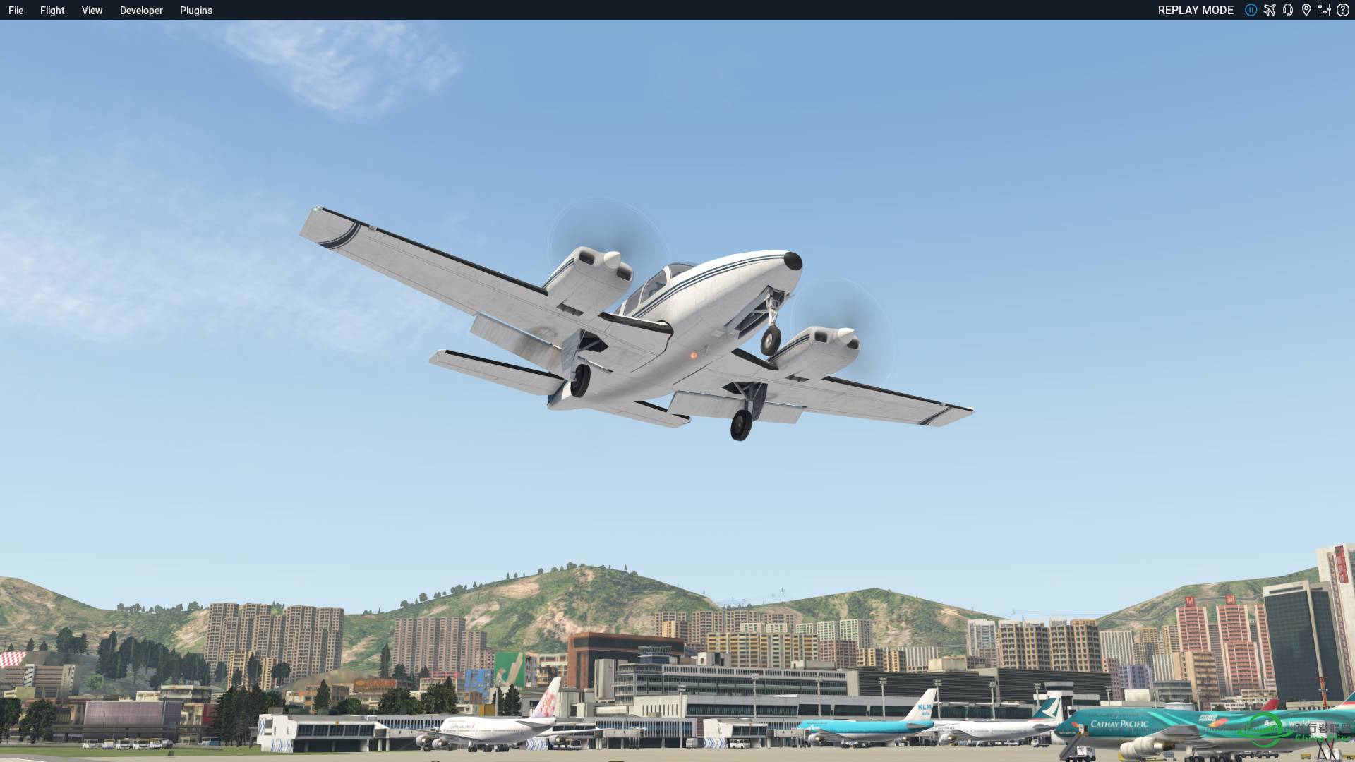 XP11随手落启德，请P3D飞友们参详对照两者的风格。-8382 