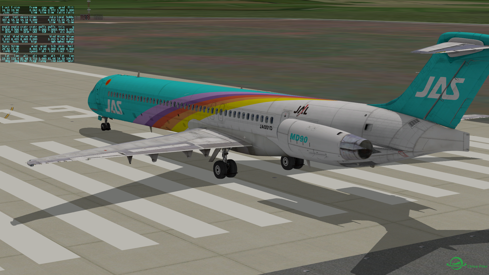 【X-PLANE】7架JAS麦道90完工-1285 