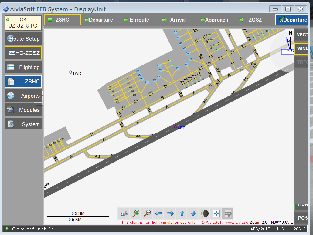利用AivlaSoft EFB 显示飞机滑行道的走向-106 