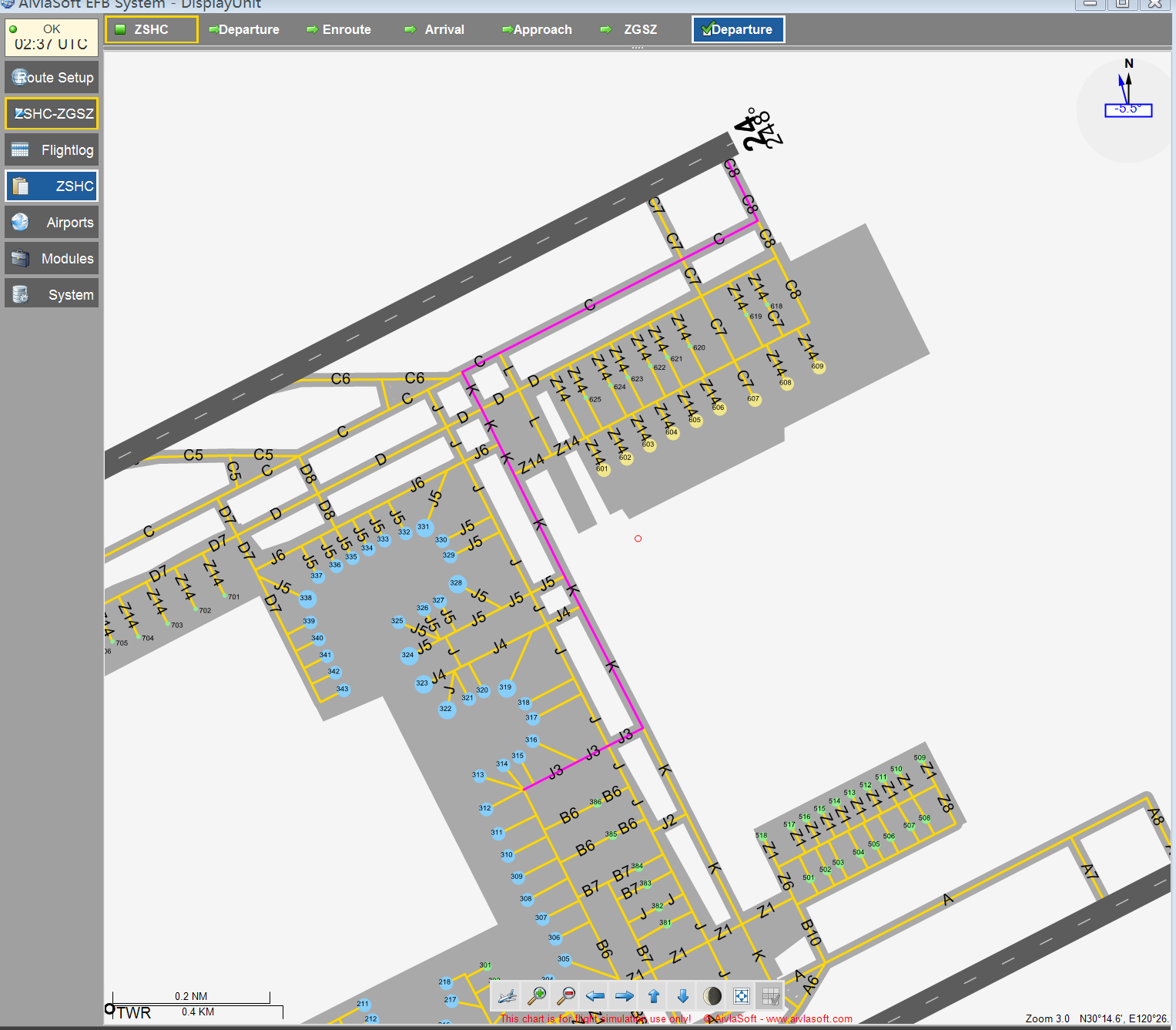 利用AivlaSoft EFB 显示飞机滑行道的走向-968 