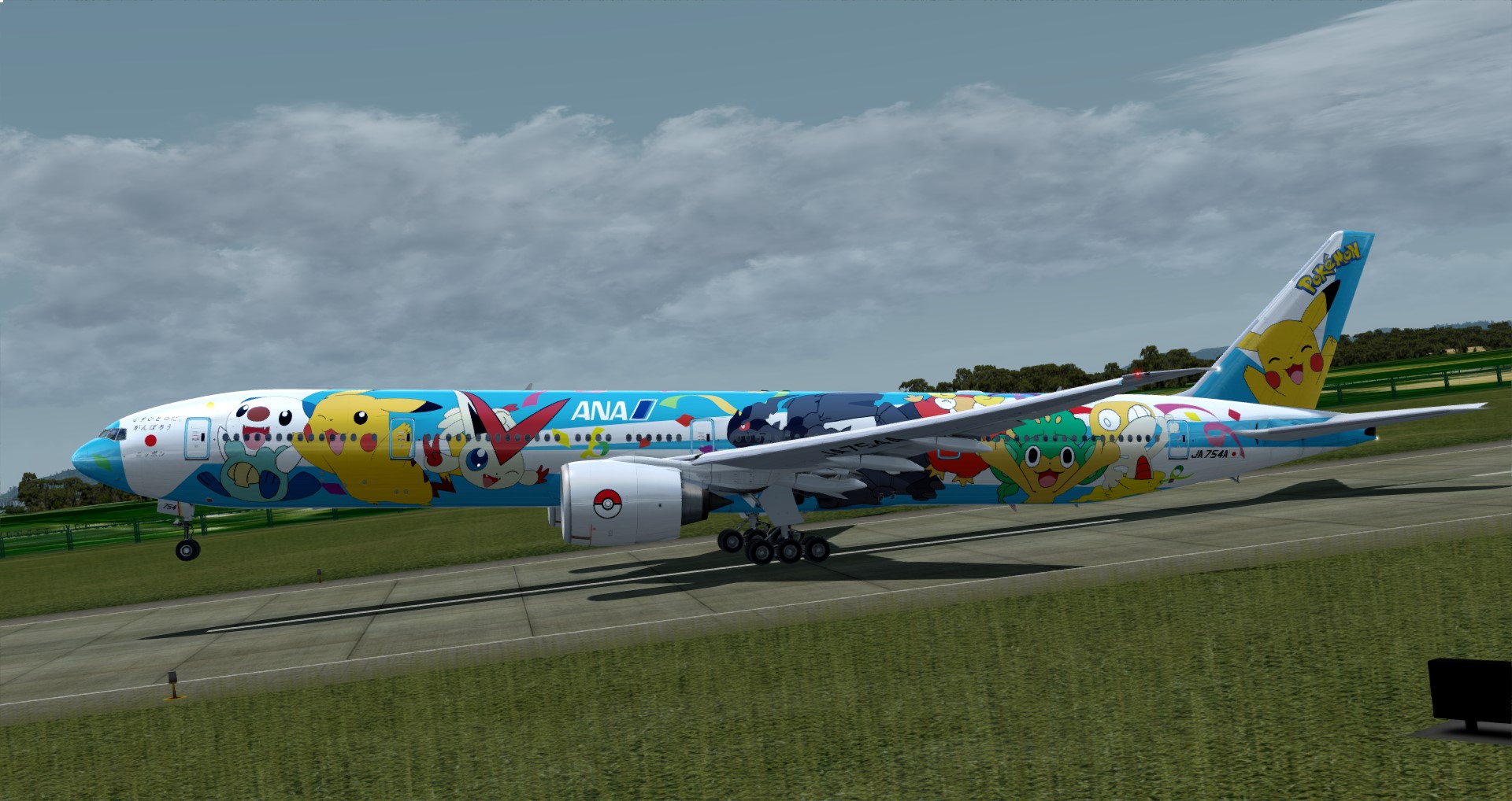P3D V4 777-300ER ANA皮卡丘骚彩绘 ZGGG-OMDB 照片级-6931 