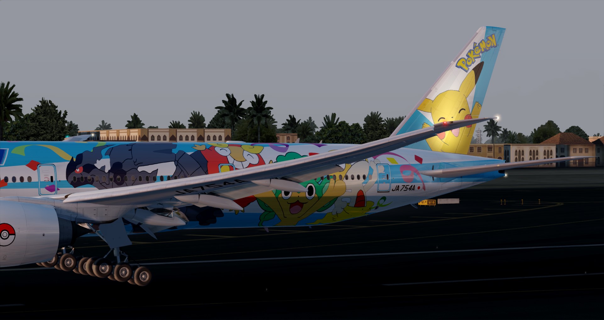 P3D V4 777-300ER ANA皮卡丘骚彩绘 ZGGG-OMDB 照片级-7505 