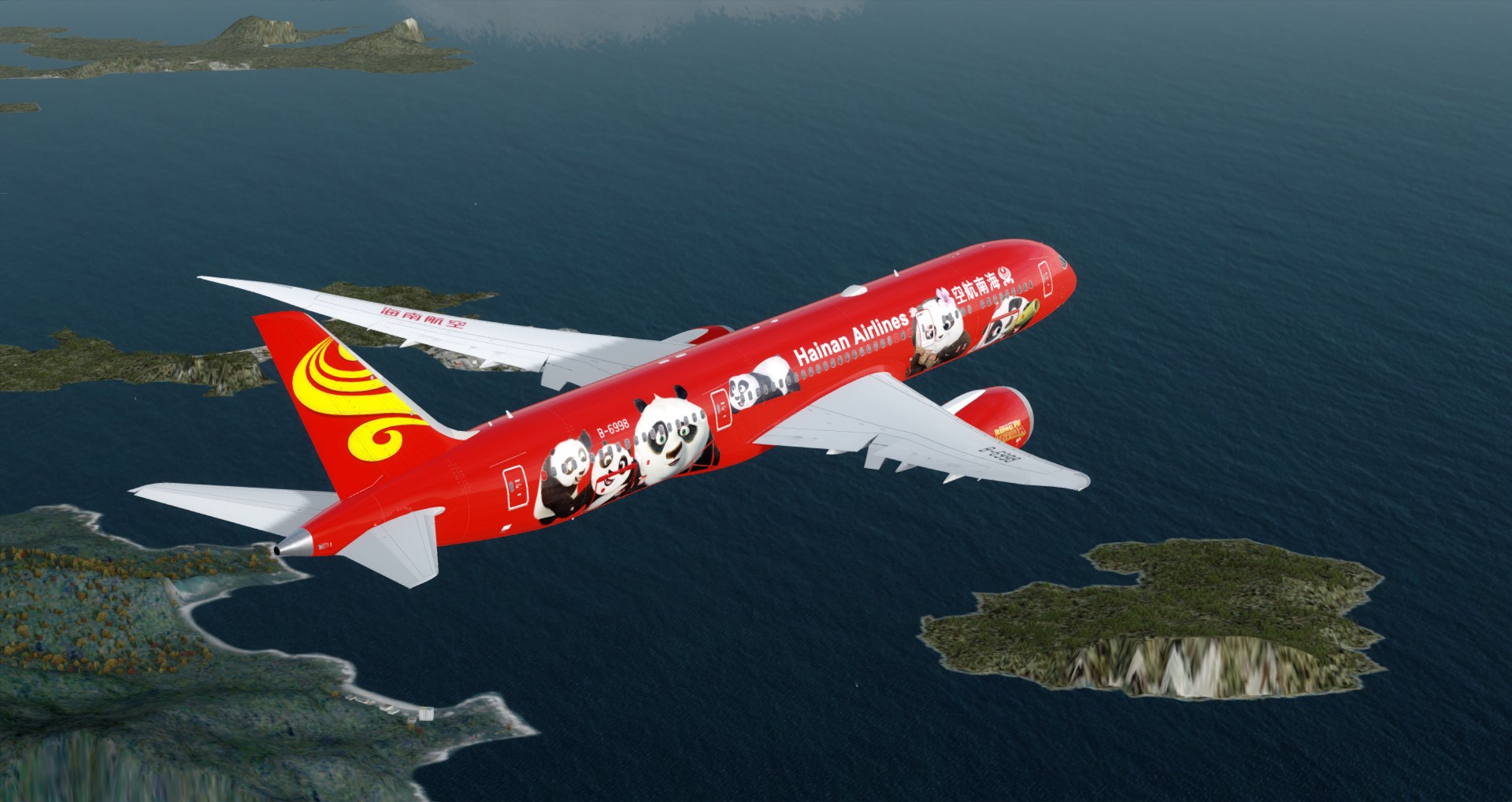 QW 787-9 海航 B-6998 红色“功夫熊猫”测试涂装首飞-151 