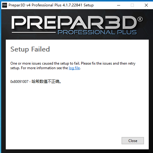 P3Dv4装在win10上出现这个提示是什么意思-3505 
