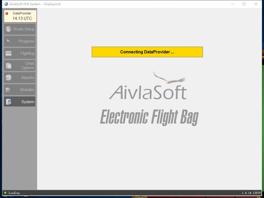 电子飞行包AivlaSoft EFB DisplayUnit V1.6.14存在Connecting DataProvider...-7410 