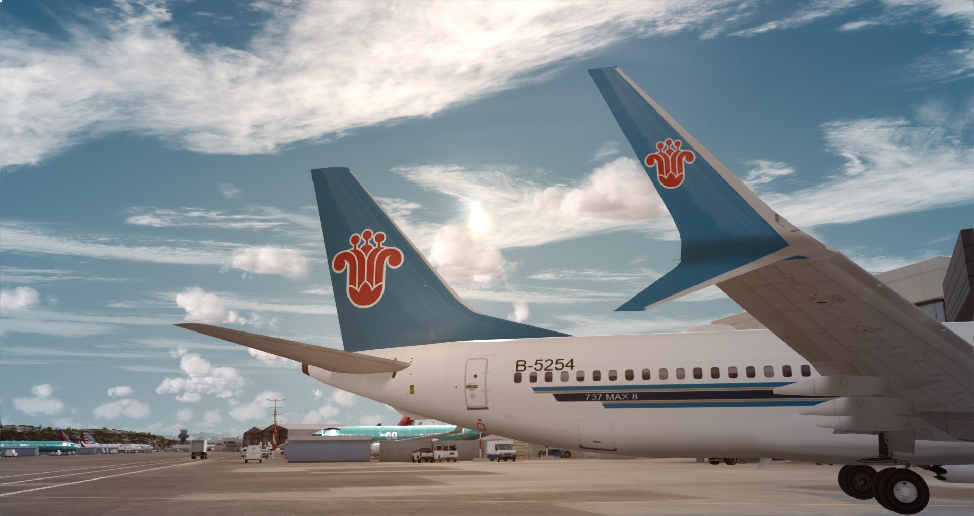 P3D V4 南航737 MAX 8 西雅图机场KBFI接机回国-6007 