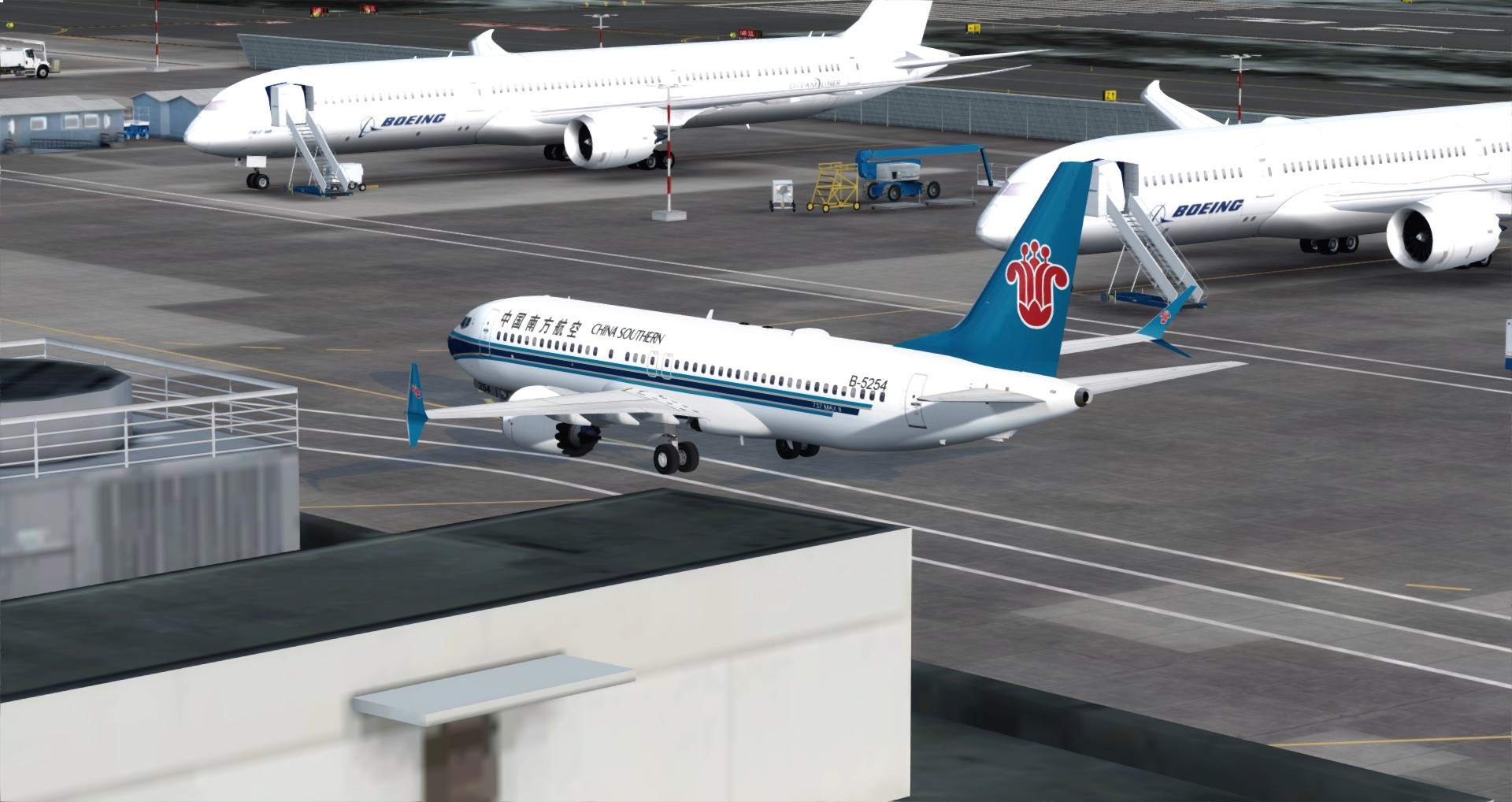 P3D V4 南航737 MAX 8 西雅图机场KBFI接机回国-1982 