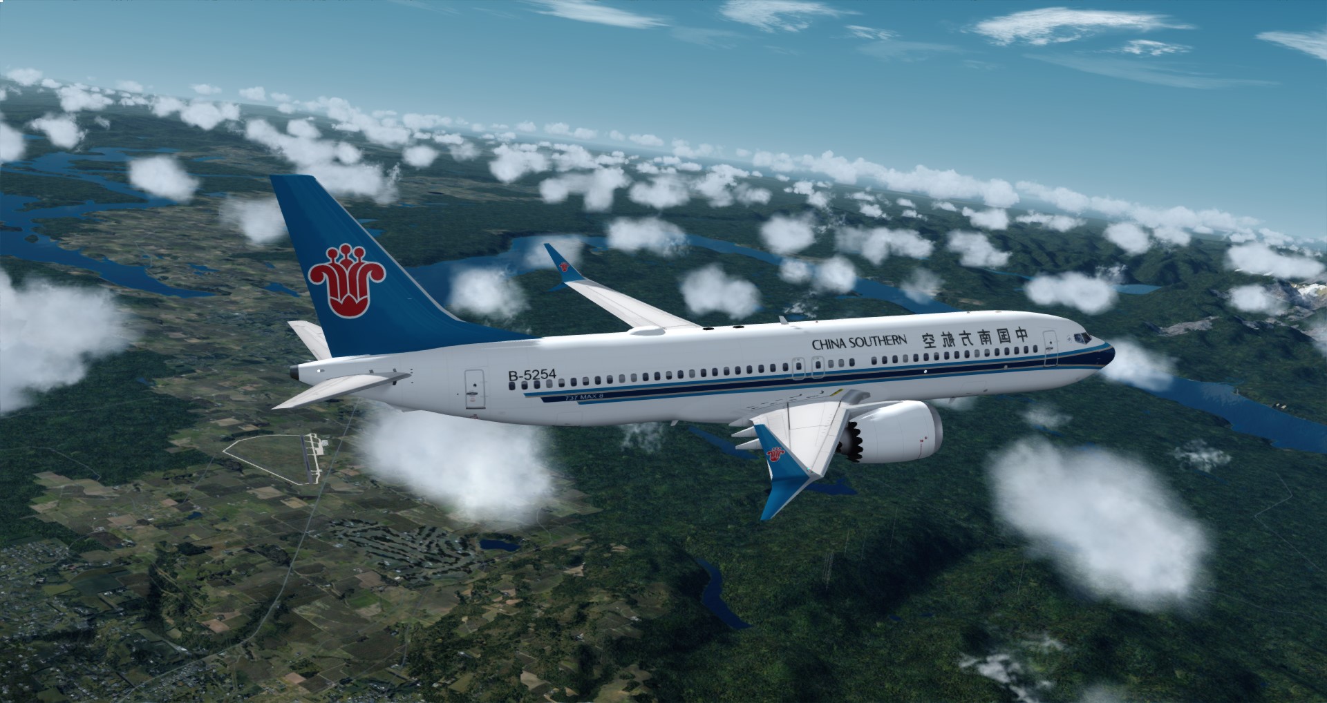 P3D V4 南航737 MAX 8 西雅图机场KBFI接机回国-5681 