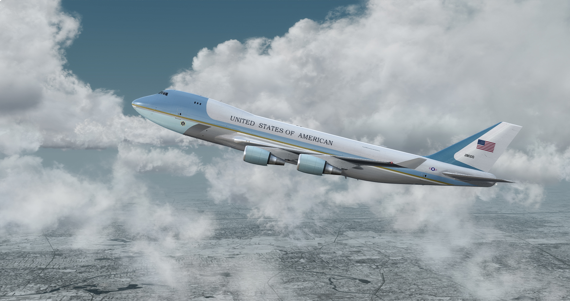中美空中女皇殿下的冬季诱惑！PMDG747 空军一号-6565 
