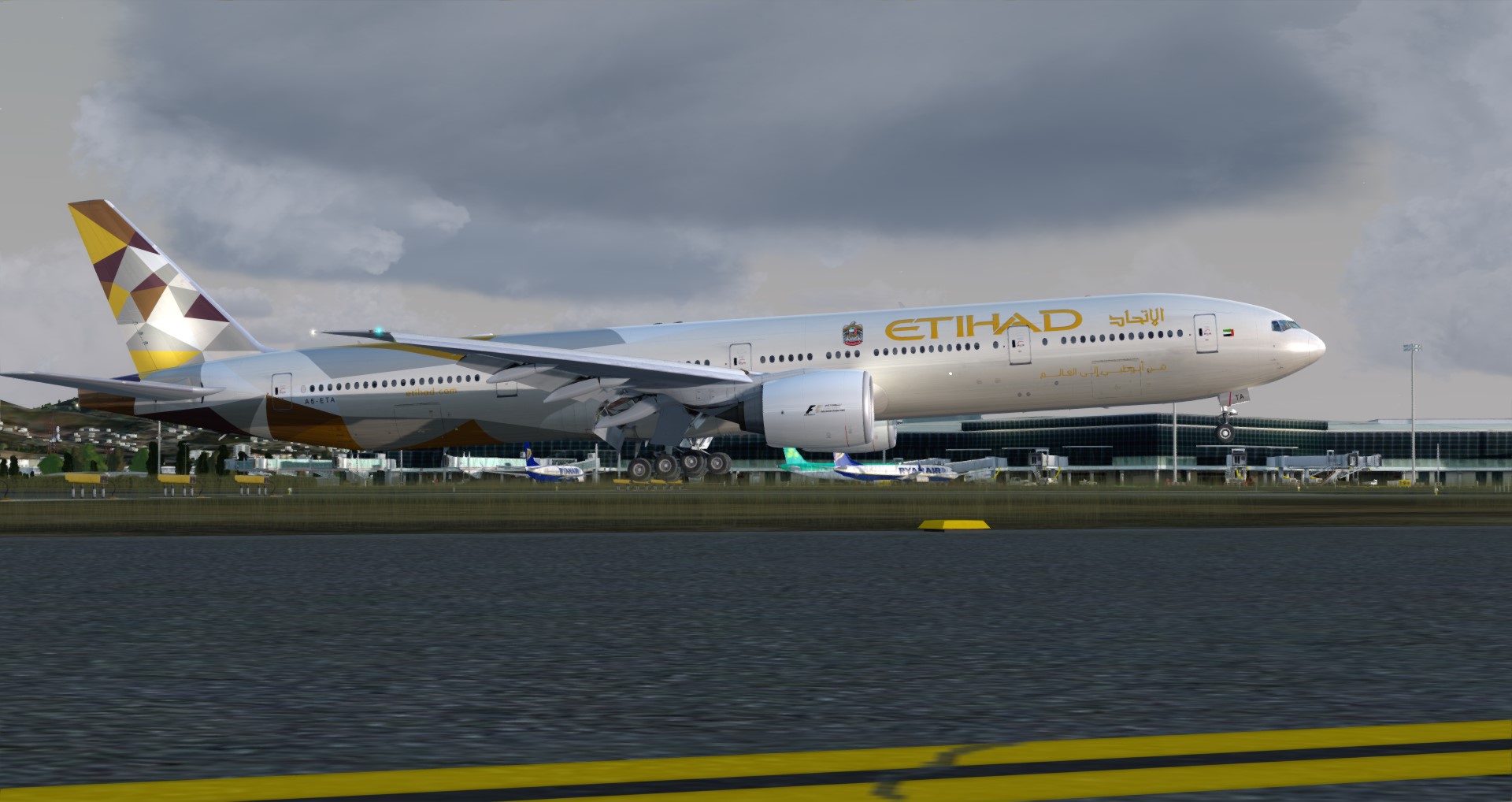 P3D V4 77W Etihad Airways OMAA-LEBL-6154 