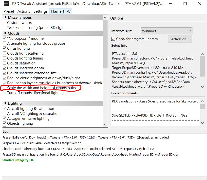 求助，用了论坛上下的PTA2.61后地景闪烁加云朵不断抽动-6809 
