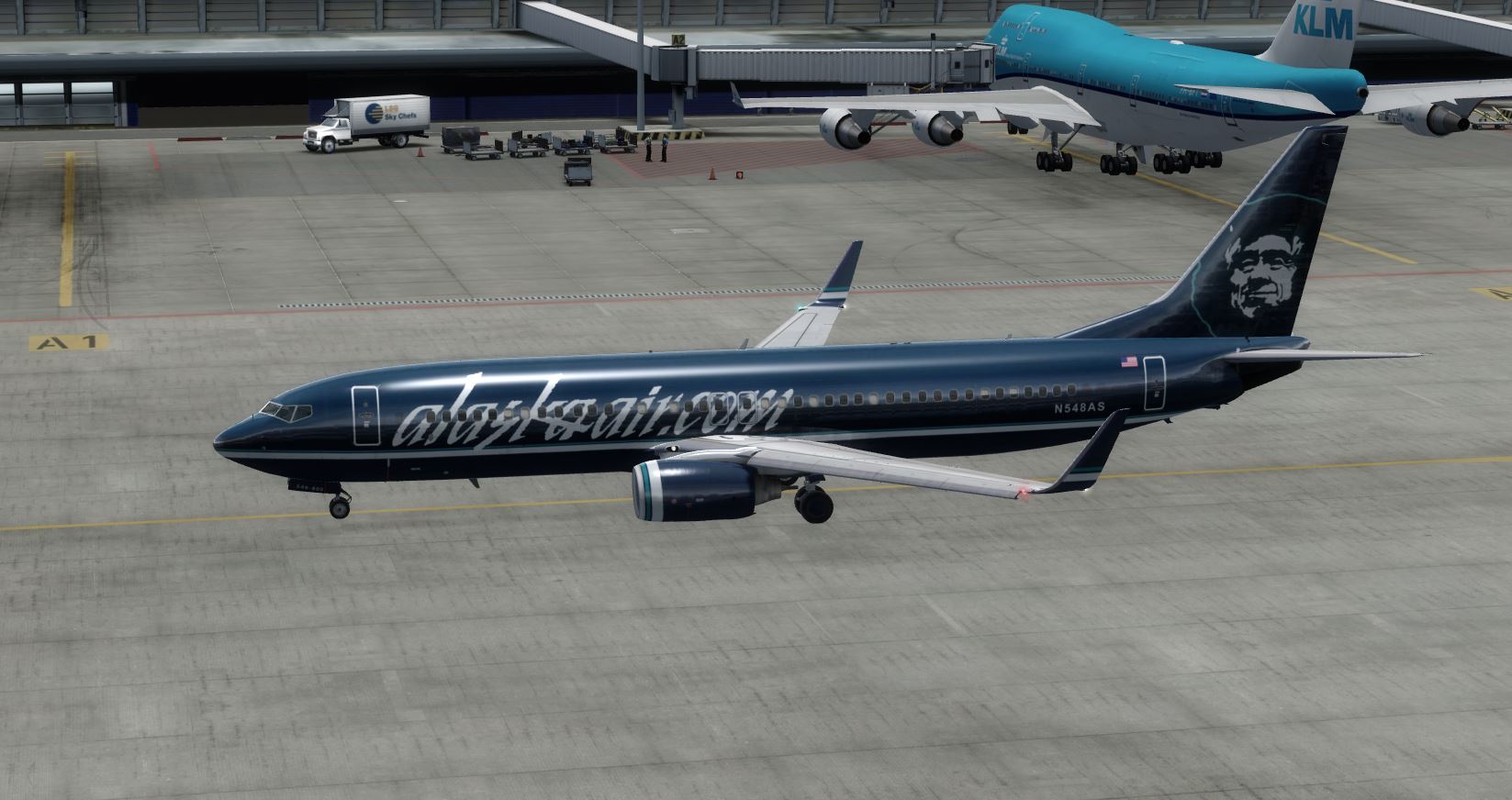 B737 Alaska Old Blue livery@ TNCM-6079 