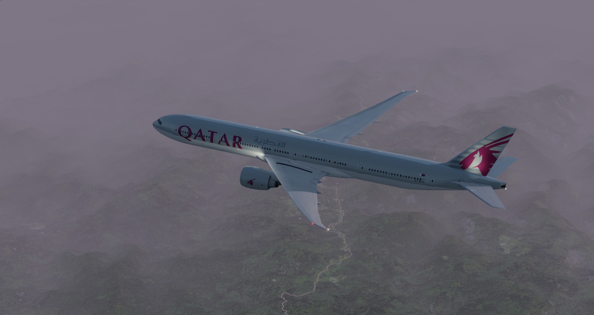 P3D V4 77W Qatar Airways ZGGG-OTHH-4800 