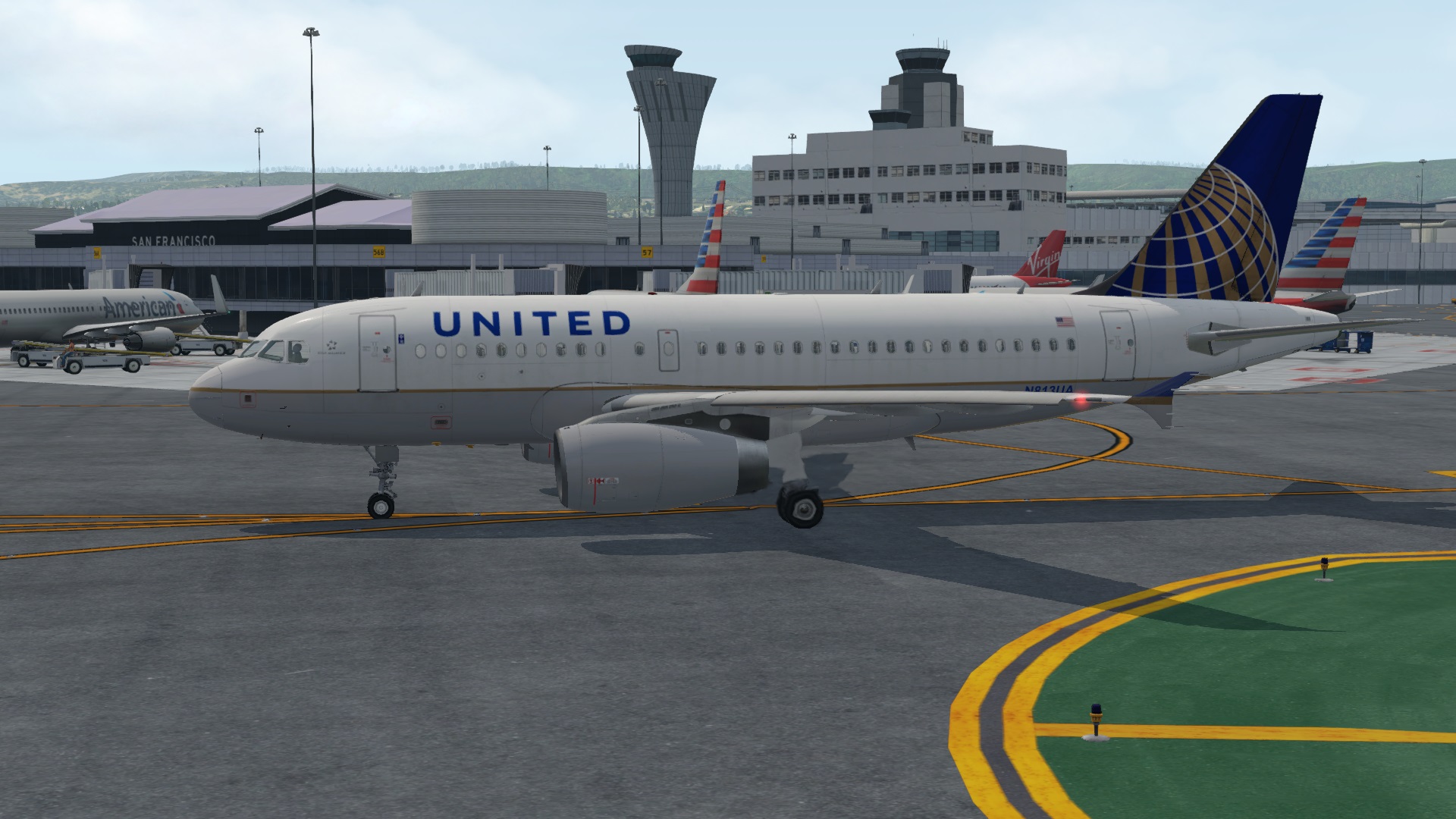 在XP里面飞空客 TOLISS A319 旧金山-棕榈泉-5389 