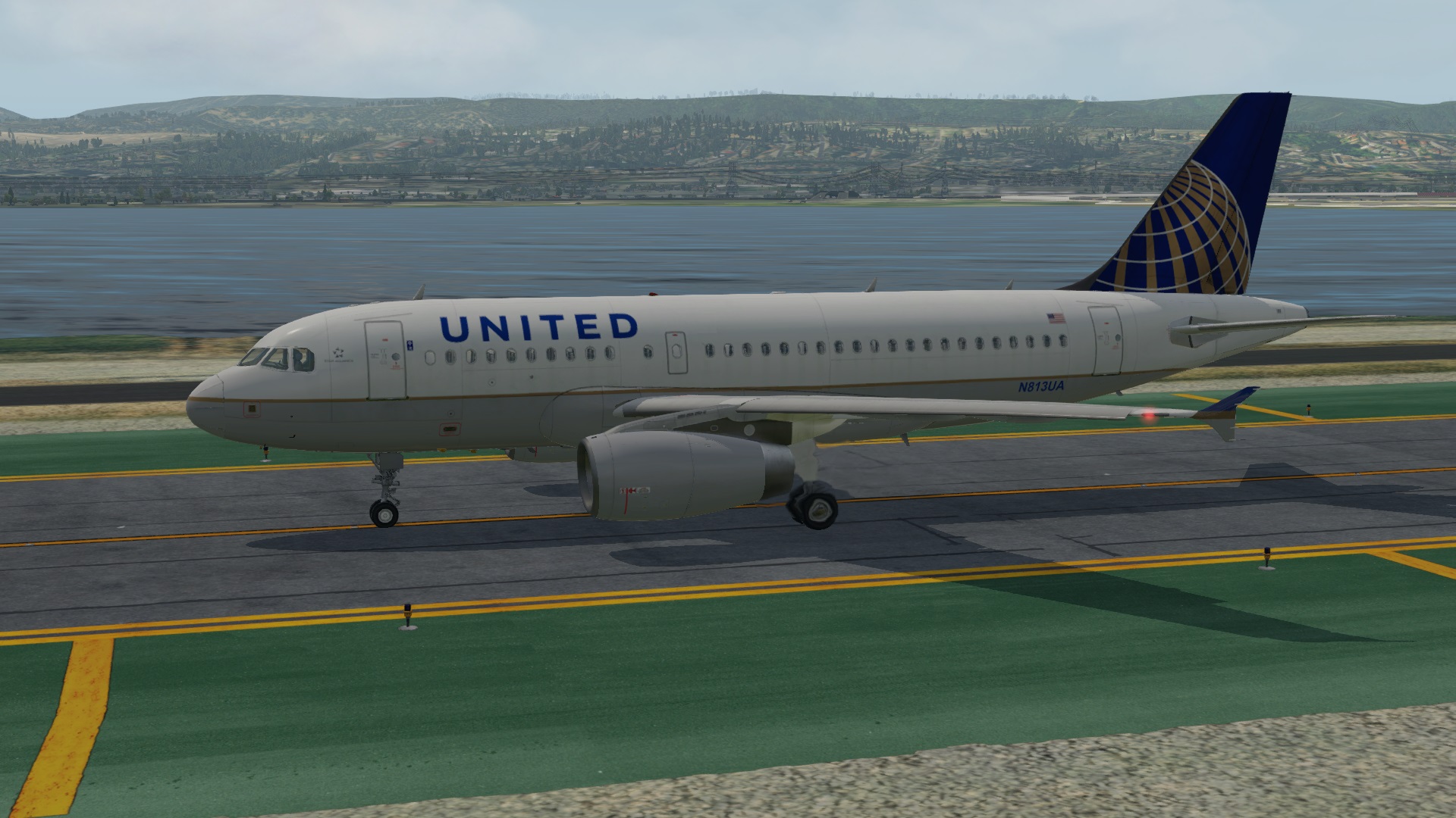在XP里面飞空客 TOLISS A319 旧金山-棕榈泉-4833 