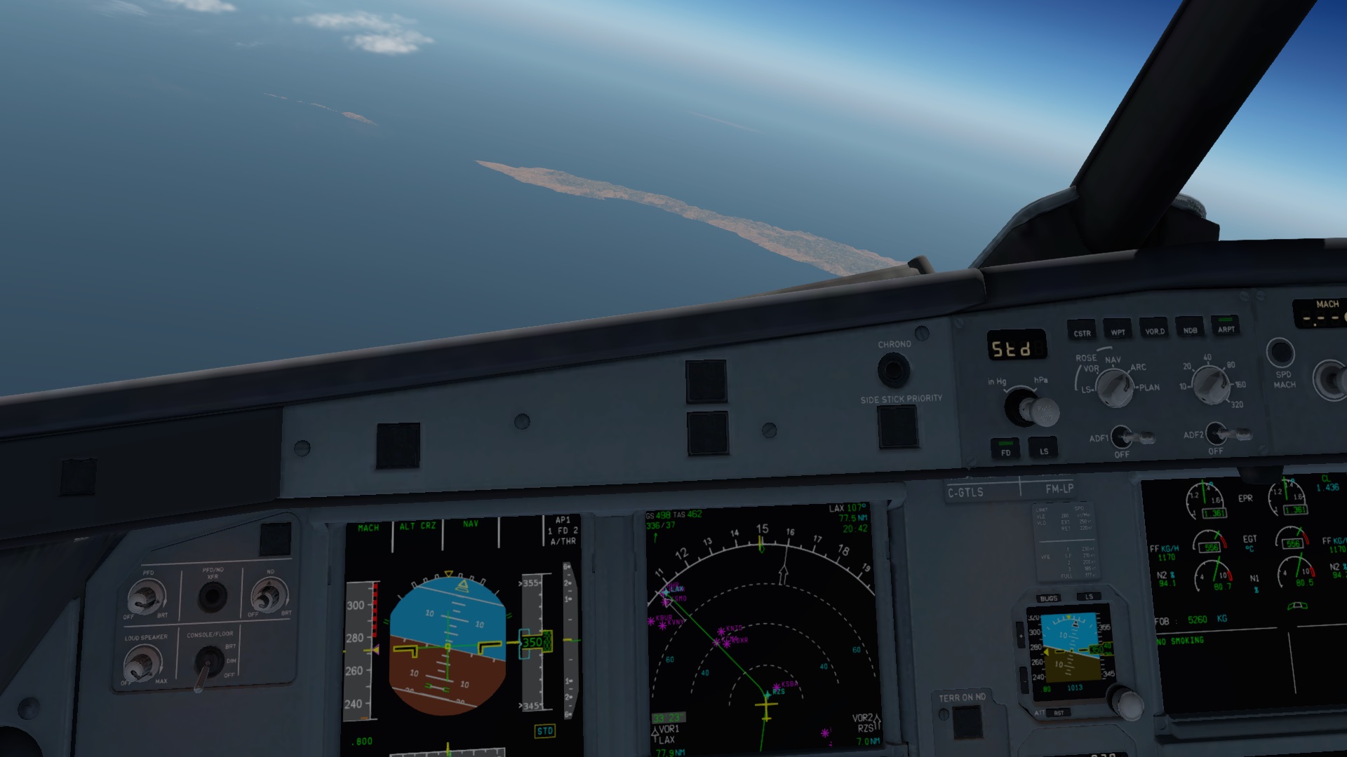 在XP里面飞空客 TOLISS A319 旧金山-棕榈泉-1190 