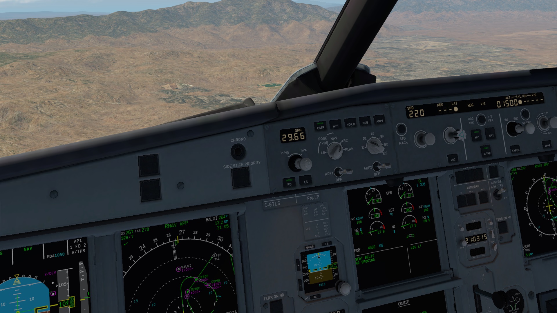 在XP里面飞空客 TOLISS A319 旧金山-棕榈泉-2978 