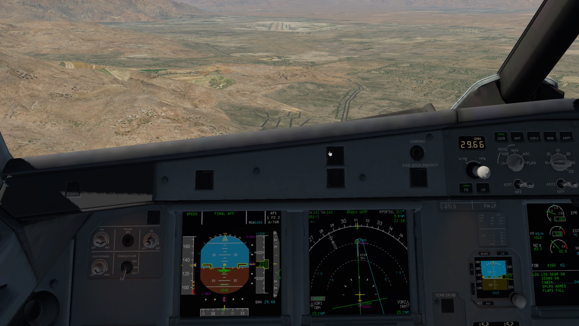 在XP里面飞空客 TOLISS A319 旧金山-棕榈泉-7688 