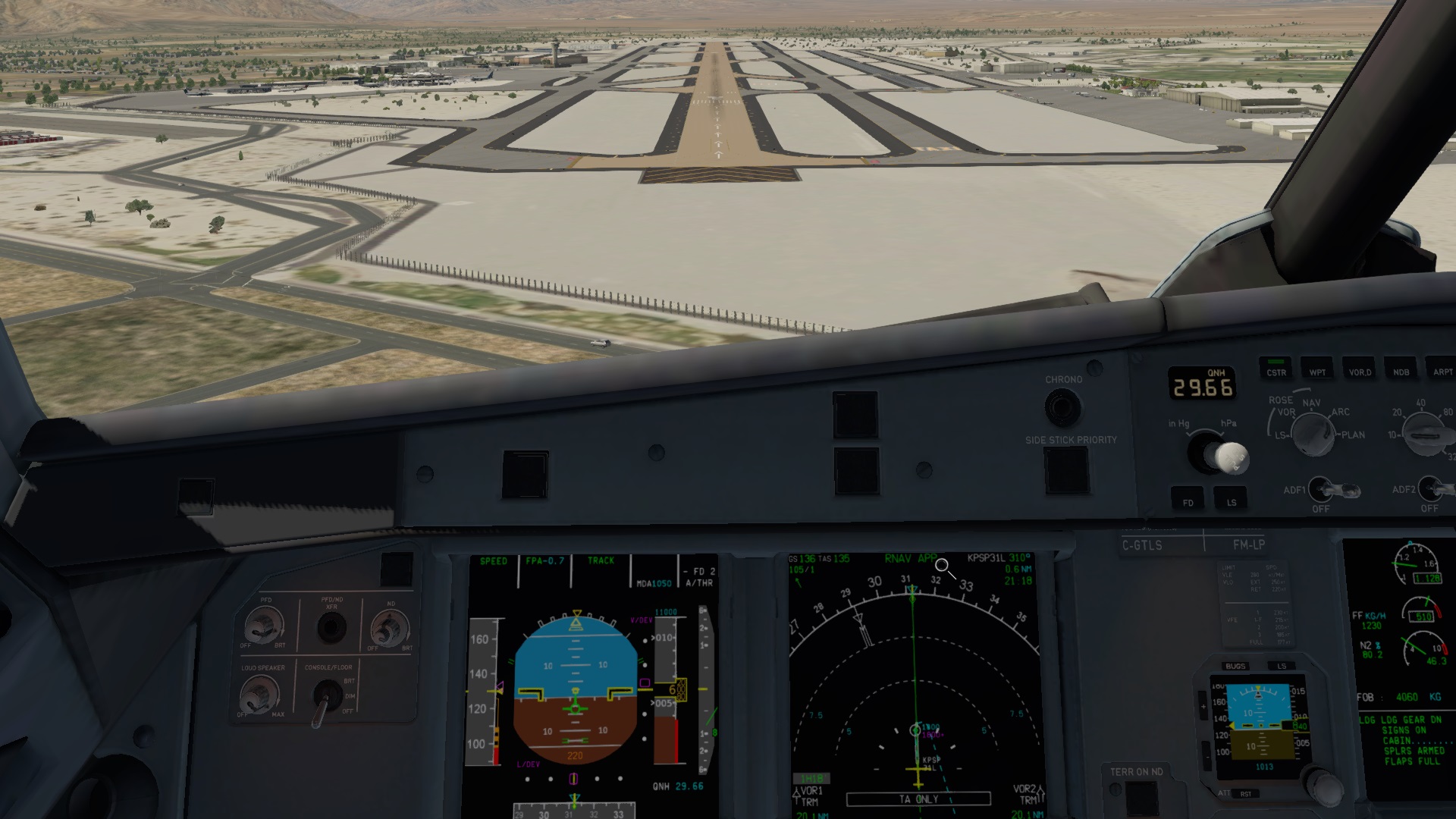 在XP里面飞空客 TOLISS A319 旧金山-棕榈泉-3722 