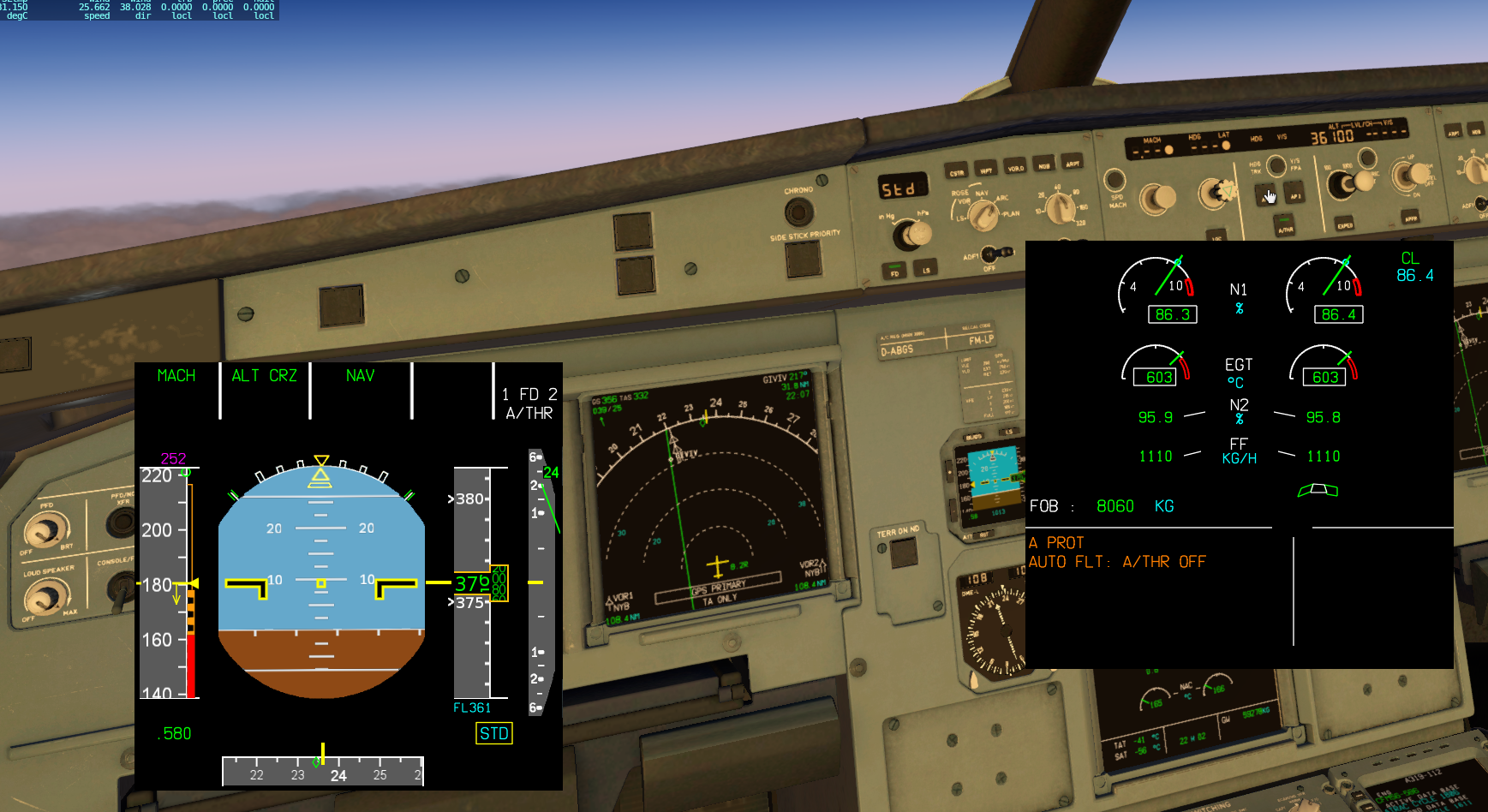 Toliss A319的告警信息怎么处理：A PROT和AUTO FLT A/THR OFF-2783 