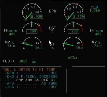 求助，FSL320飞到一半ECAM显示故障讯息-374 
