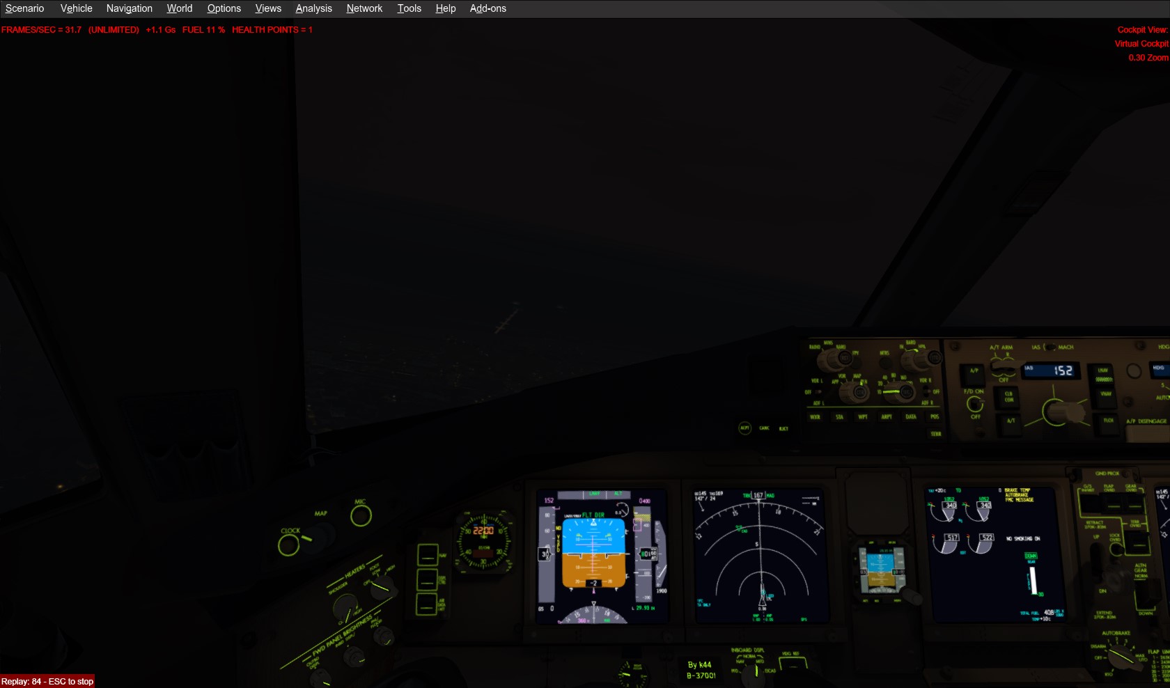 撒丁岛代奇莫曼努机场午夜大雾天手动降落-291 