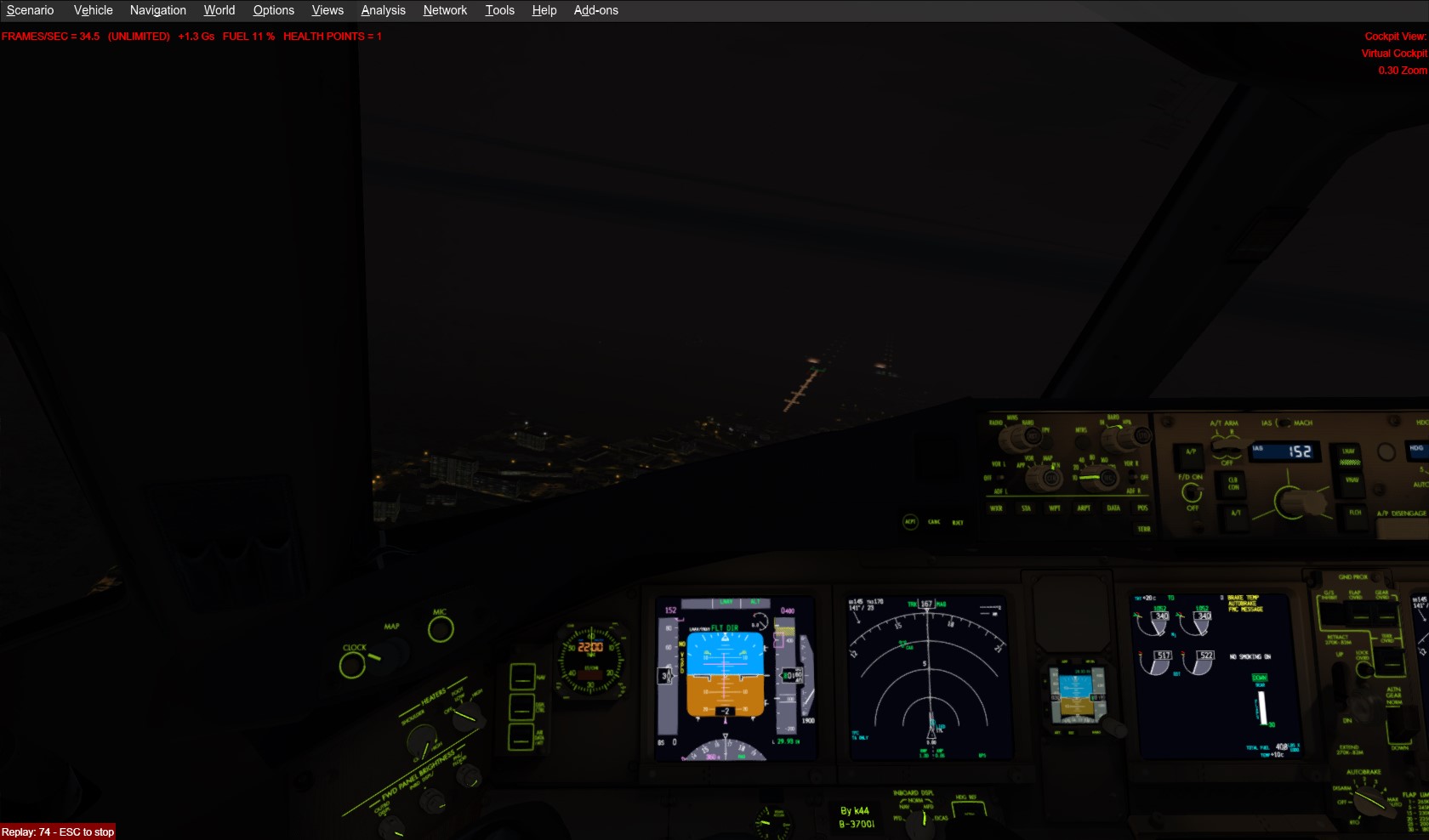 撒丁岛代奇莫曼努机场午夜大雾天手动降落-1827 