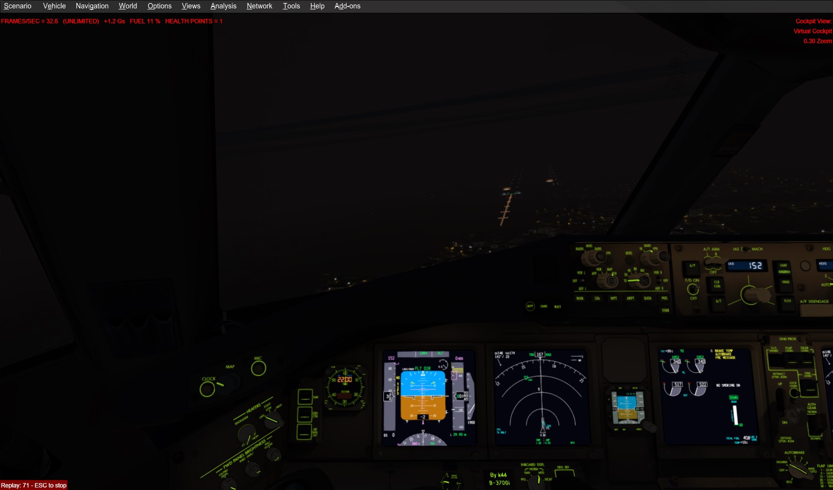 撒丁岛代奇莫曼努机场午夜大雾天手动降落-9899 