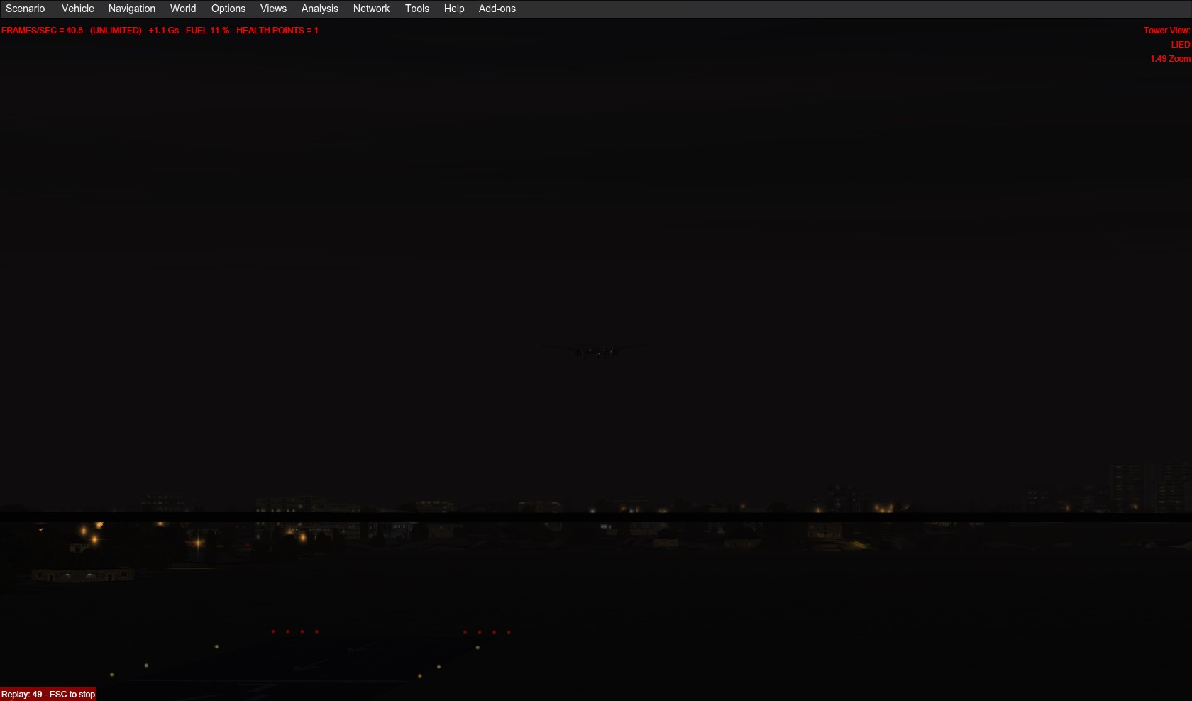 撒丁岛代奇莫曼努机场午夜大雾天手动降落-1533 