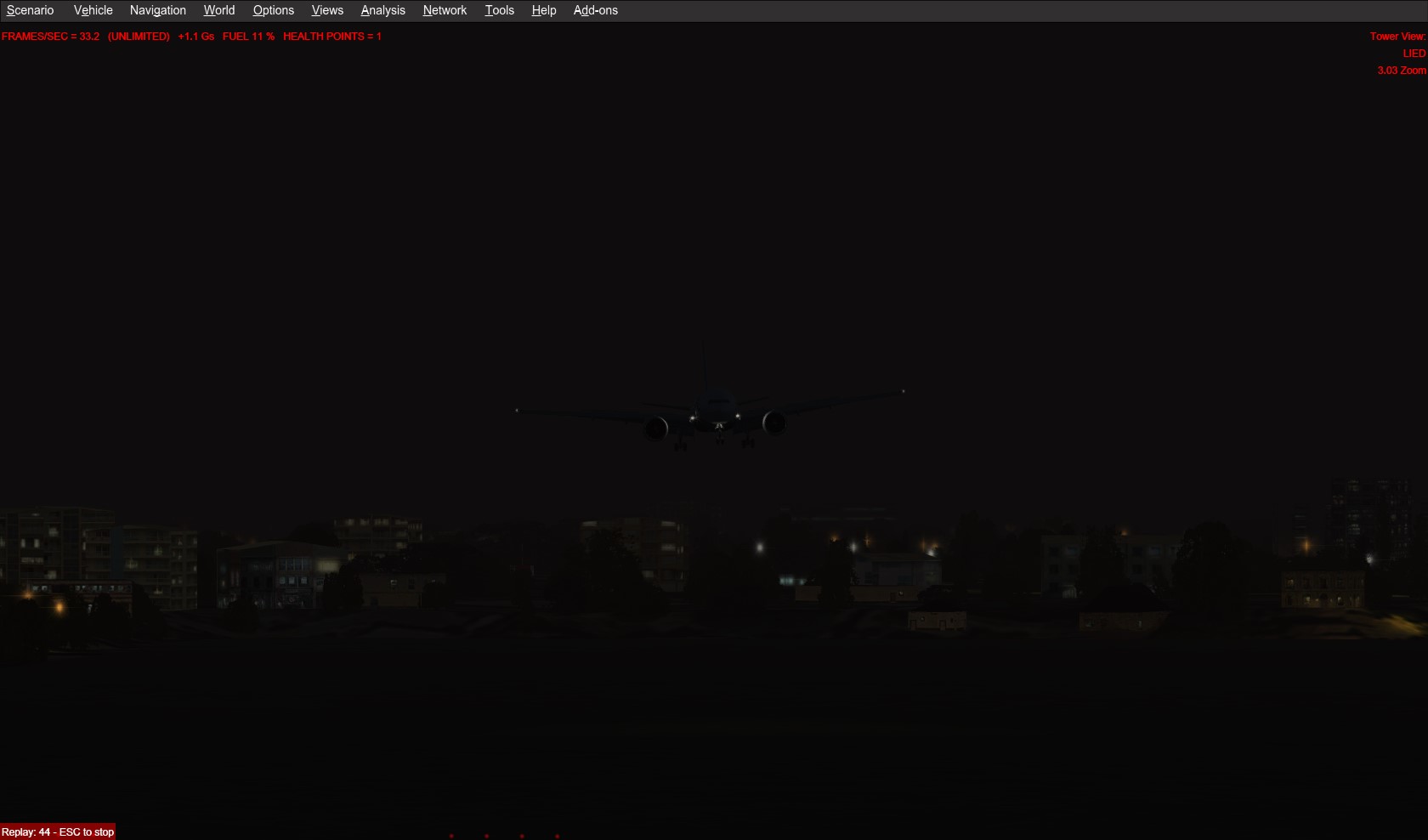 撒丁岛代奇莫曼努机场午夜大雾天手动降落-1161 