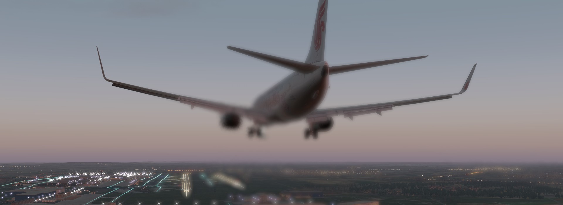 黄昏中的航班-Xplane11-6391 